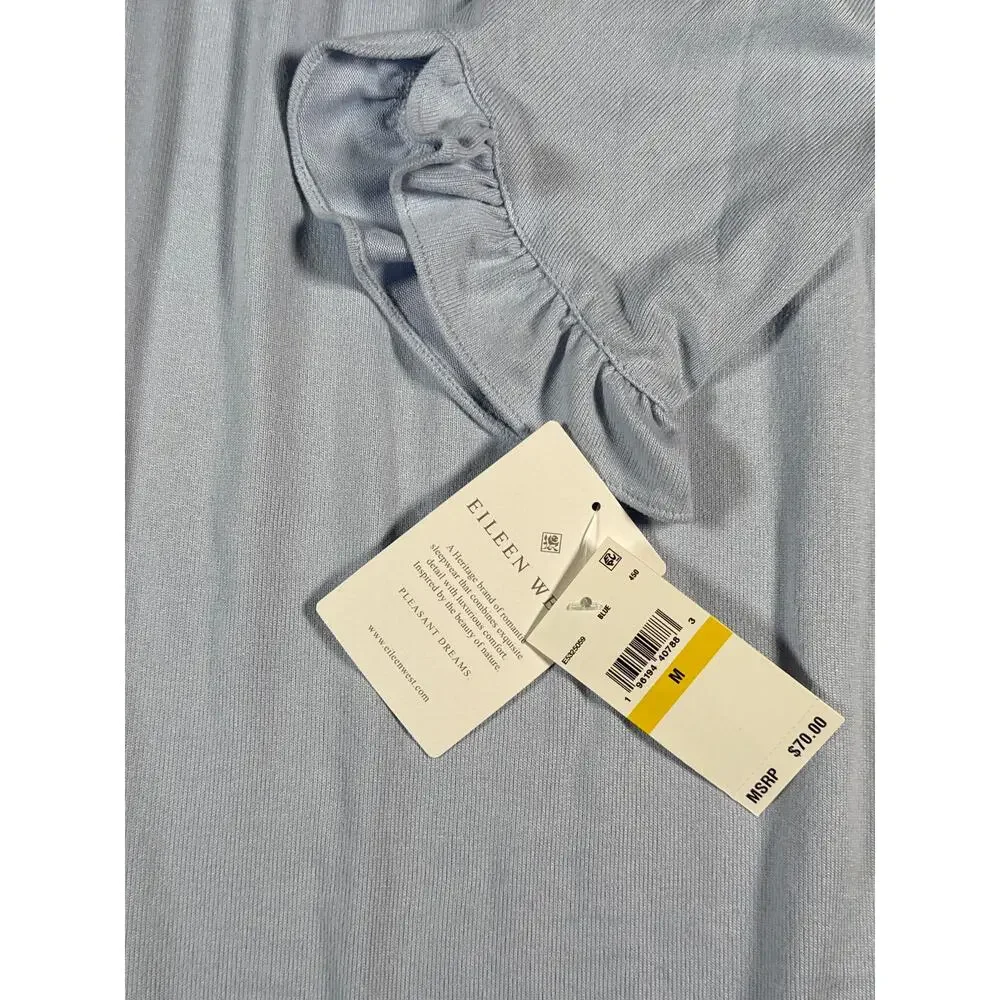 Eileen West Night Gown Pajama Womens Medium Long Sleeve Sweater‎ Knit Light Blue